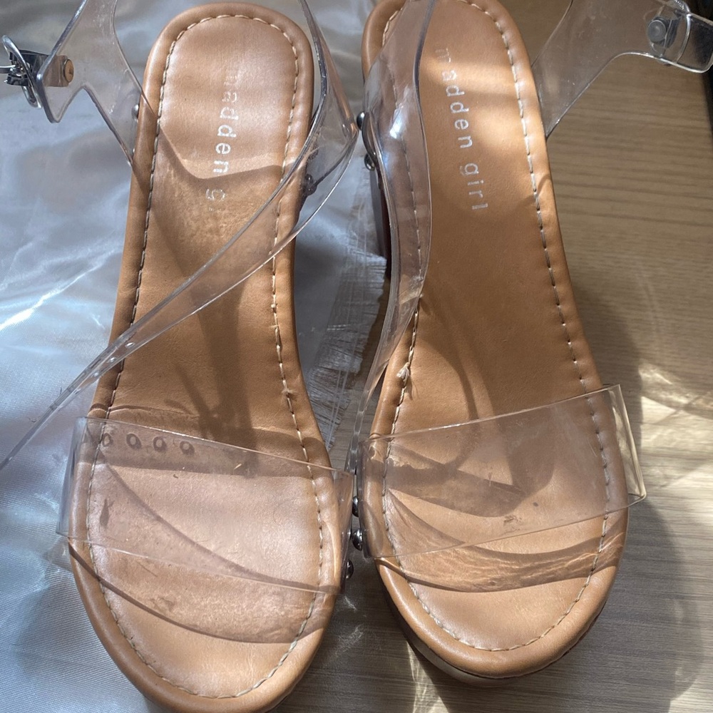 Madden girl transparent block heels